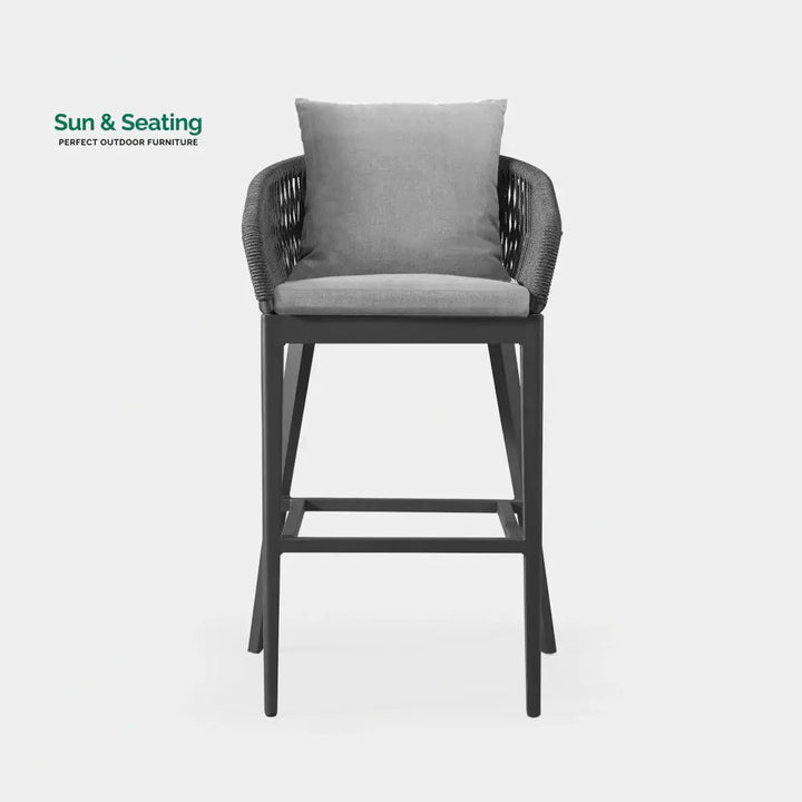 Bilge Outdoor Patio Bar Chair 1 Chair For Balcony Braided &amp; Rope (Black) Bar Sets