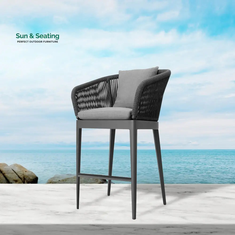 Bilge Outdoor Patio Bar Chair 1 Chair For Balcony Braided &amp; Rope (Black) Bar Sets