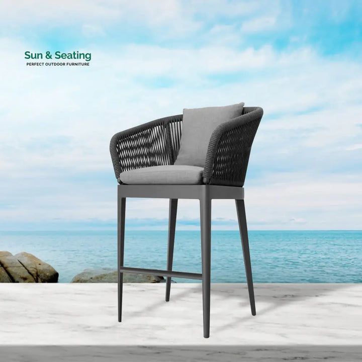 Bilge Outdoor Patio Bar Chair 1 Chair For Balcony Braided &amp; Rope (Black) Bar Sets