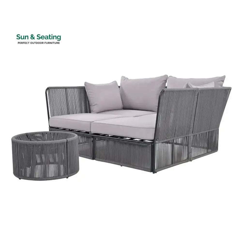 Bilha Outdoor Rope 2 Seater Patio Daybed With Side Table Daybed