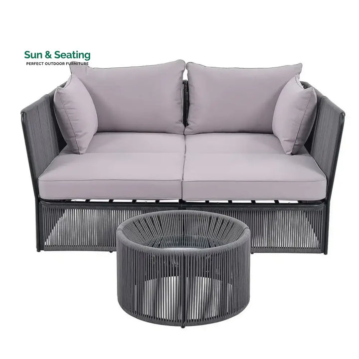 Bilha Outdoor Rope 2 Seater Patio Daybed With Side Table Daybed