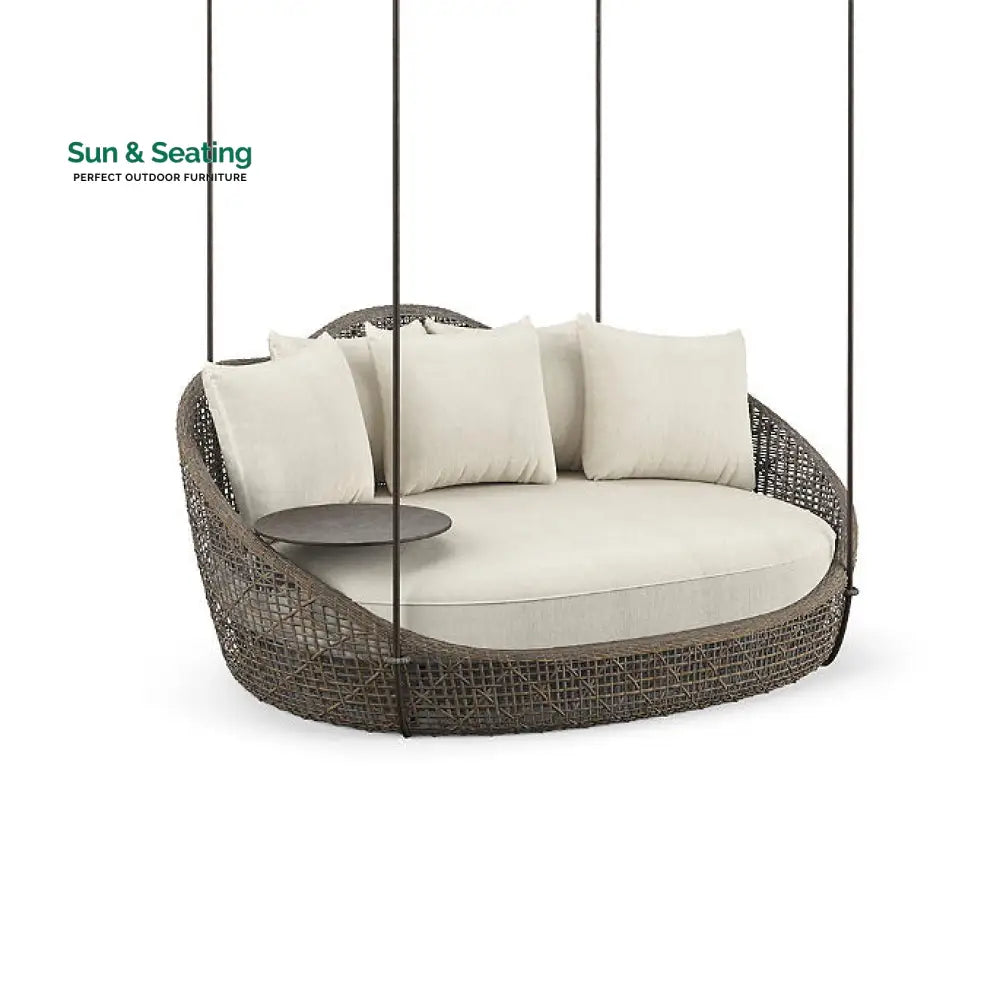 Binion Three Seater Hanging Swing Without Stand For Balcony Garden Swing (Brown) Beige Swings