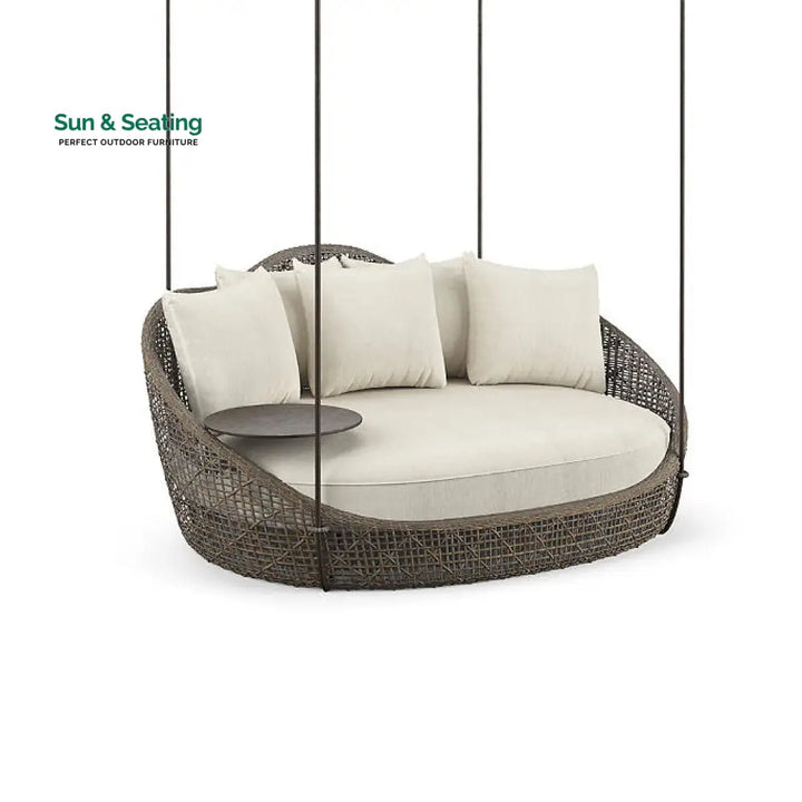 Binion Three Seater Hanging Swing Without Stand For Balcony Garden Swing (Brown) Beige Swings