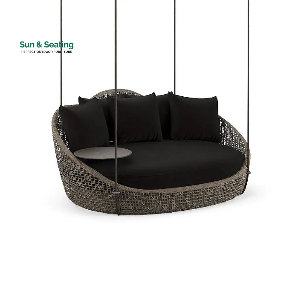 Binion Three Seater Hanging Swing Without Stand For Balcony Garden Swing (Brown) Black Swings