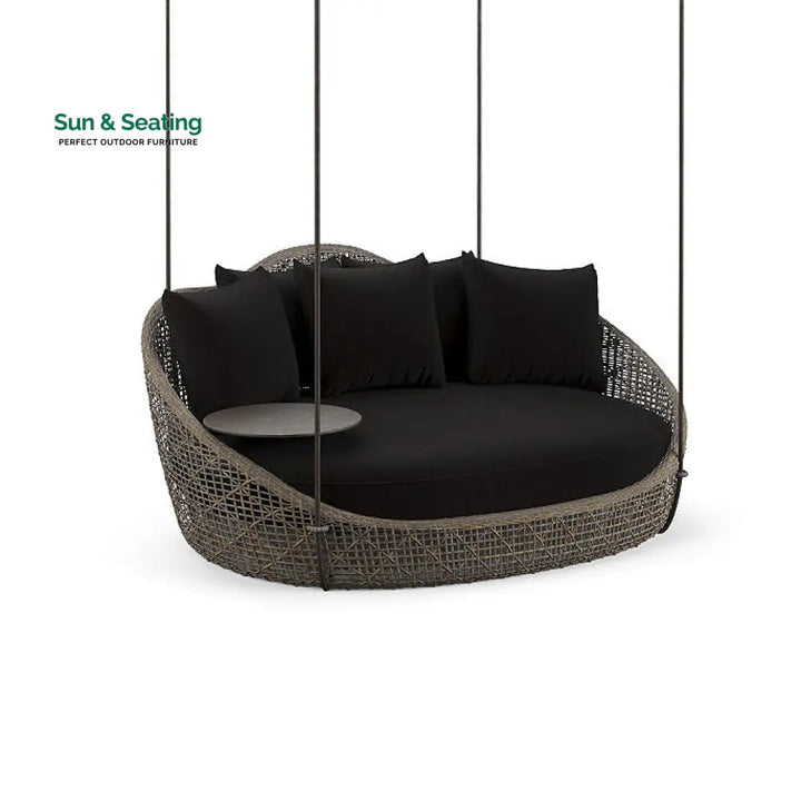 Binion Three Seater Hanging Swing Without Stand For Balcony Garden Swing (Brown) Black Swings