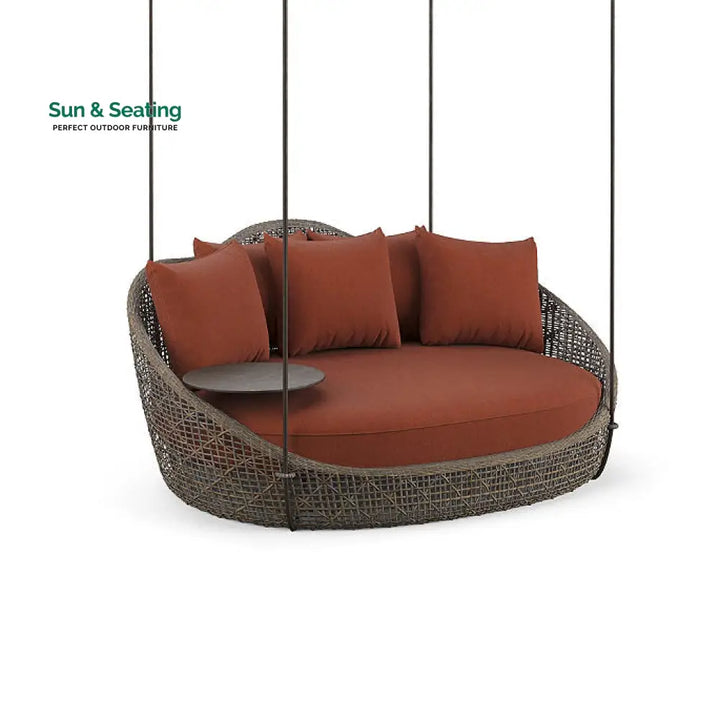 Binion Three Seater Hanging Swing Without Stand For Balcony Garden Swing (Brown) Brick Swings