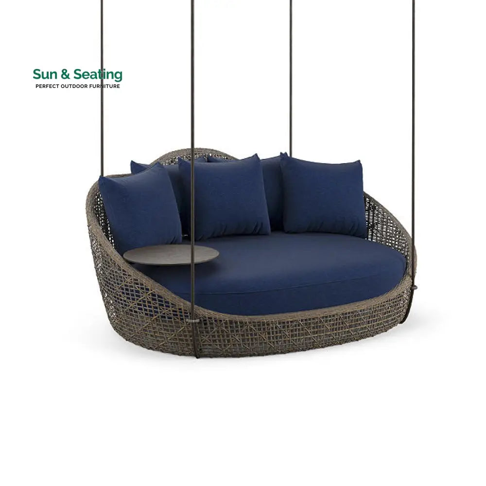 Binion Three Seater Hanging Swing Without Stand For Balcony Garden Swing (Brown) Dark Blue Swings