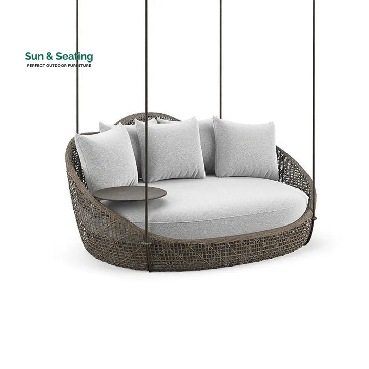Binion Three Seater Hanging Swing Without Stand For Balcony Garden Swing (Brown) Grey Swings