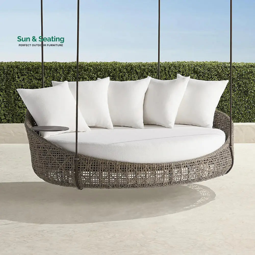 Binion Three Seater Hanging Swing Without Stand For Balcony Garden Swing (Brown) White Swings