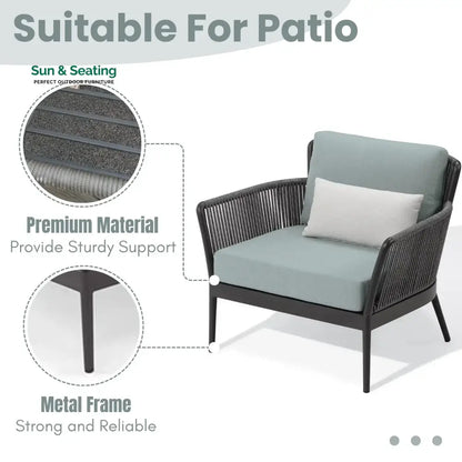 Binita Outdoor 3 Piece All-Weather Rope Patio Set Patio Set