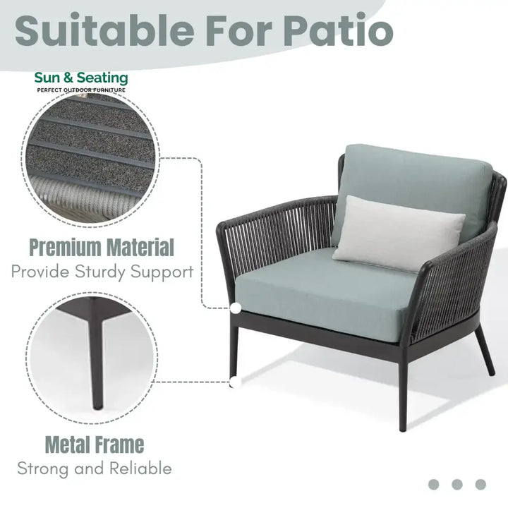 Binita Outdoor 3 Piece All-Weather Rope Patio Set Patio Set
