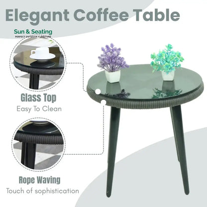 Binita Outdoor 3 Piece All-Weather Rope Patio Set Patio Set