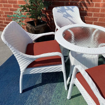 Binky Outdoor Patio Seating Set 4 Chairs and 1 Table Set (White) Coffee Table Sets