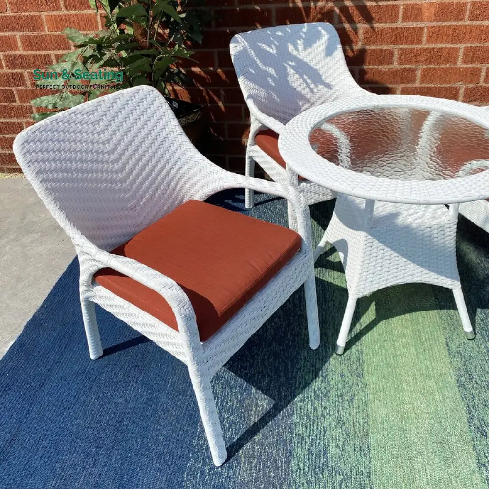 Binky Outdoor Patio Seating Set 4 Chairs and 1 Table Set (White) Coffee Table Sets