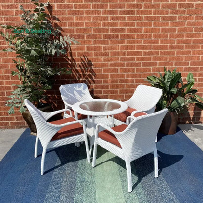 Binky Outdoor Patio Seating Set 4 Chairs and 1 Table Set (White) Coffee Table Sets