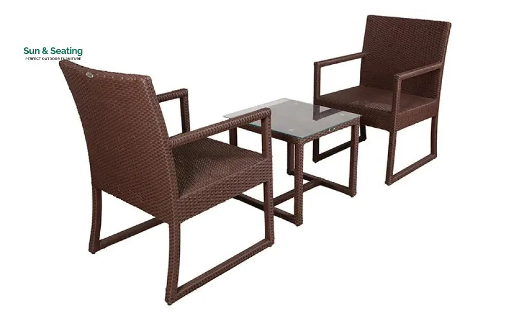Binny Outdoor Patio Seating Set 2 Chairs and 1 Table Set (Brown) Coffee Table Sets