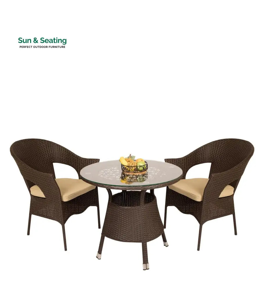 Blaze Outdoor Patio Seating Set 2 Chairs and 1 Table Set (Brown) Coffee Table Sets