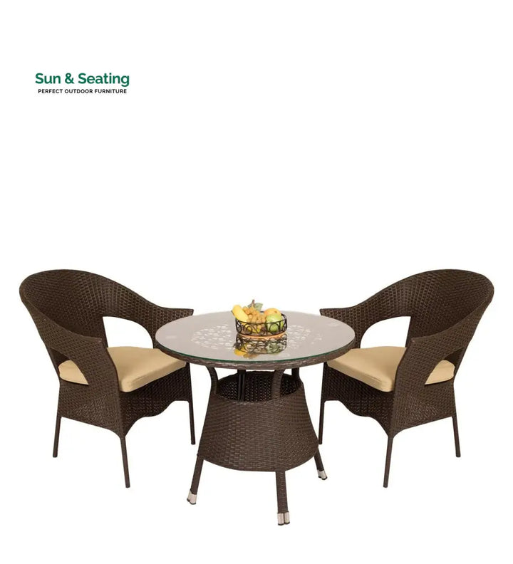 Blaze Outdoor Patio Seating Set 2 Chairs and 1 Table Set (Brown) Coffee Table Sets