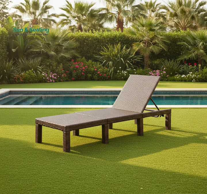 Bliss Outdoor Swimming Poolside Lounger (Brown) Loungers