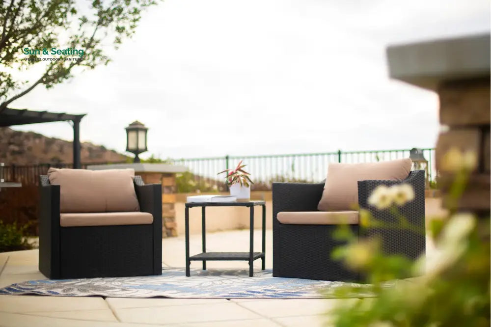 Blox Outdoor Patio Seating Set 2 Chairs and 1 Table Set (Black) Coffee Table Sets