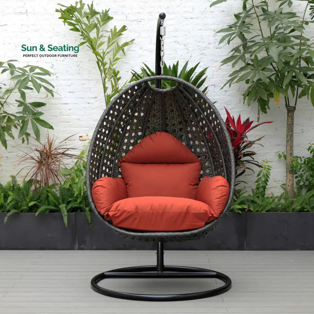 Blox Single Seater Hanging Swing With Stand For Balcony Garden (Dark Grey) Cherry Swings