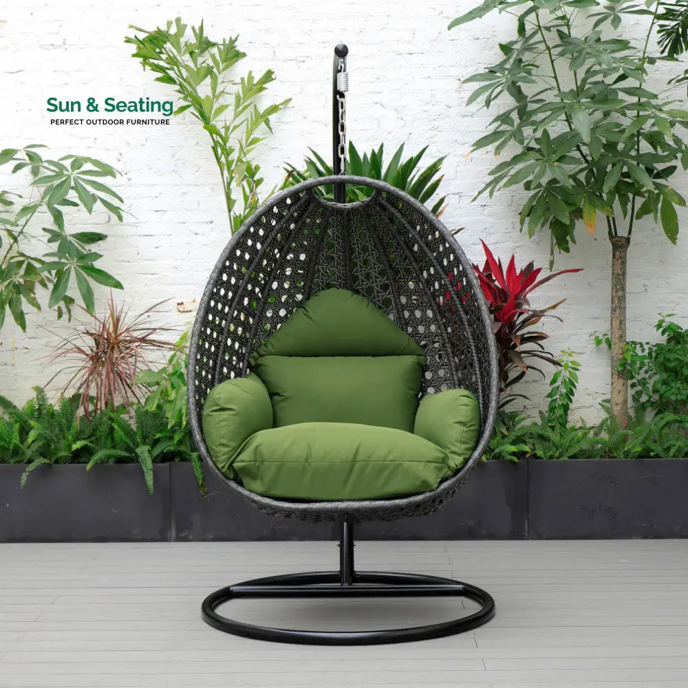 Blox Single Seater Hanging Swing With Stand For Balcony Garden (Dark Grey) Dark Green Swings