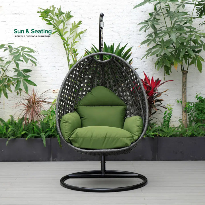 Blox Single Seater Hanging Swing With Stand For Balcony Garden (Dark Grey) Dark Green Swings