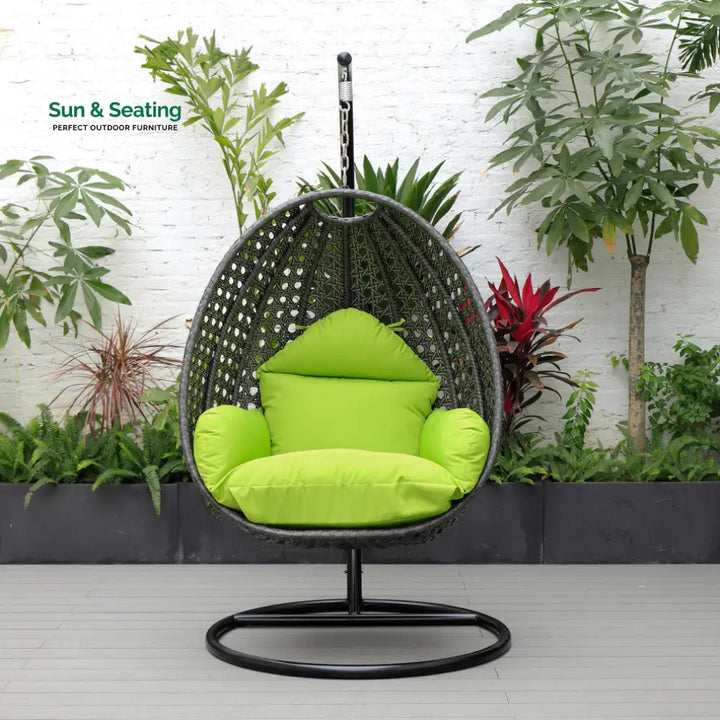 Blox Single Seater Hanging Swing With Stand For Balcony Garden (Dark Grey) Light Green Swings
