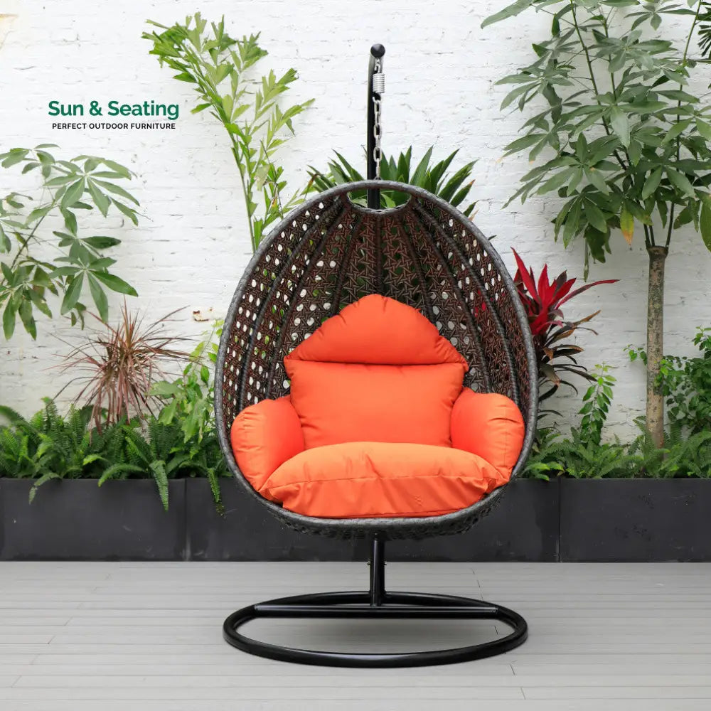 Blox Single Seater Hanging Swing With Stand For Balcony Garden (Dark Grey) Orange Swings