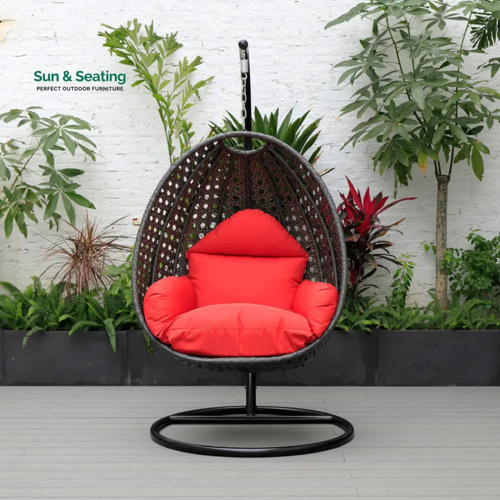 Blox Single Seater Hanging Swing With Stand For Balcony Garden (Dark Grey) Red Swings
