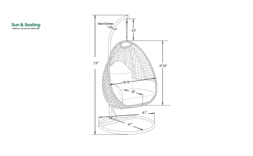 Blox Single Seater Hanging Swing With Stand For Balcony Garden (Dark Grey) Swings