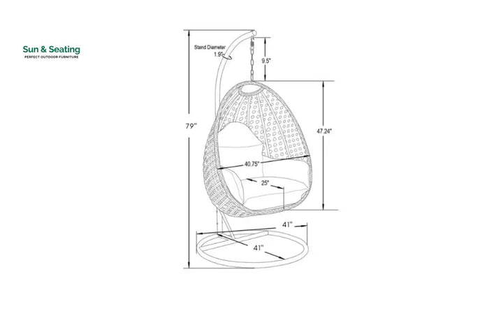 Blox Single Seater Hanging Swing With Stand For Balcony Garden (Dark Grey) Swings
