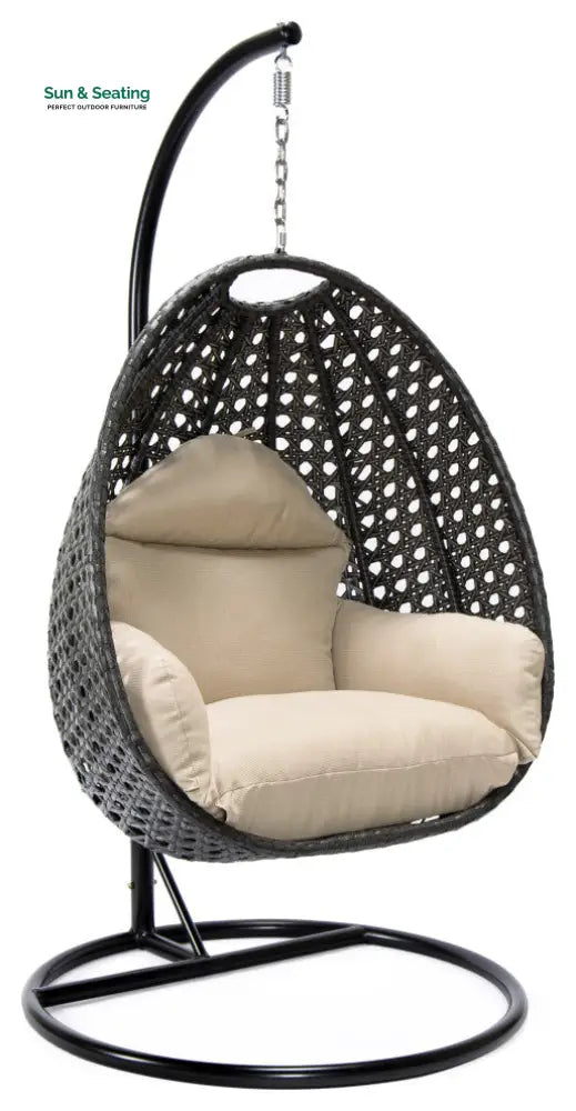 Blox Single Seater Hanging Swing With Stand For Balcony Garden (Dark Grey) Swings