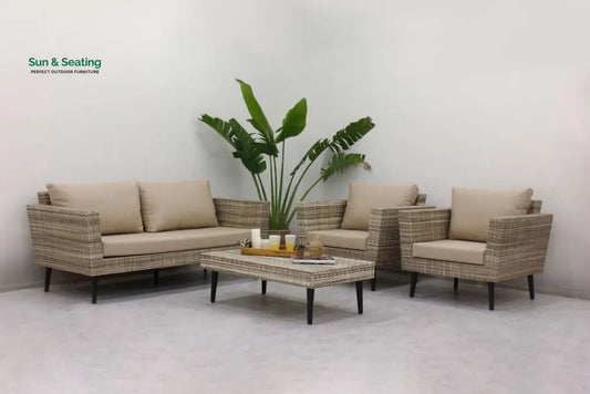 Bonfilia Outdoor Sofa Set 2 Seater 2 Single seater and 1 Center Table (Seashell) Sofa Sets