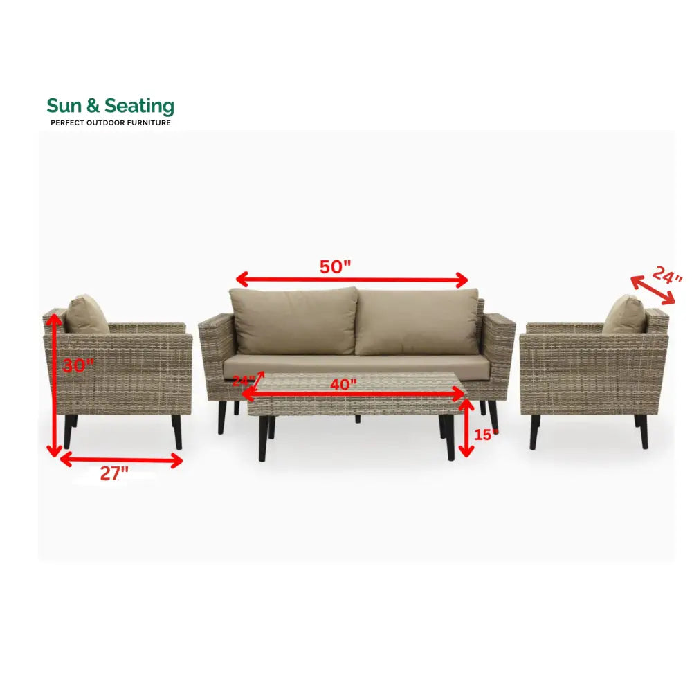 Bonfilia Outdoor Sofa Set 2 Seater 2 Single seater and 1 Center Table (Seashell) Sofa Sets