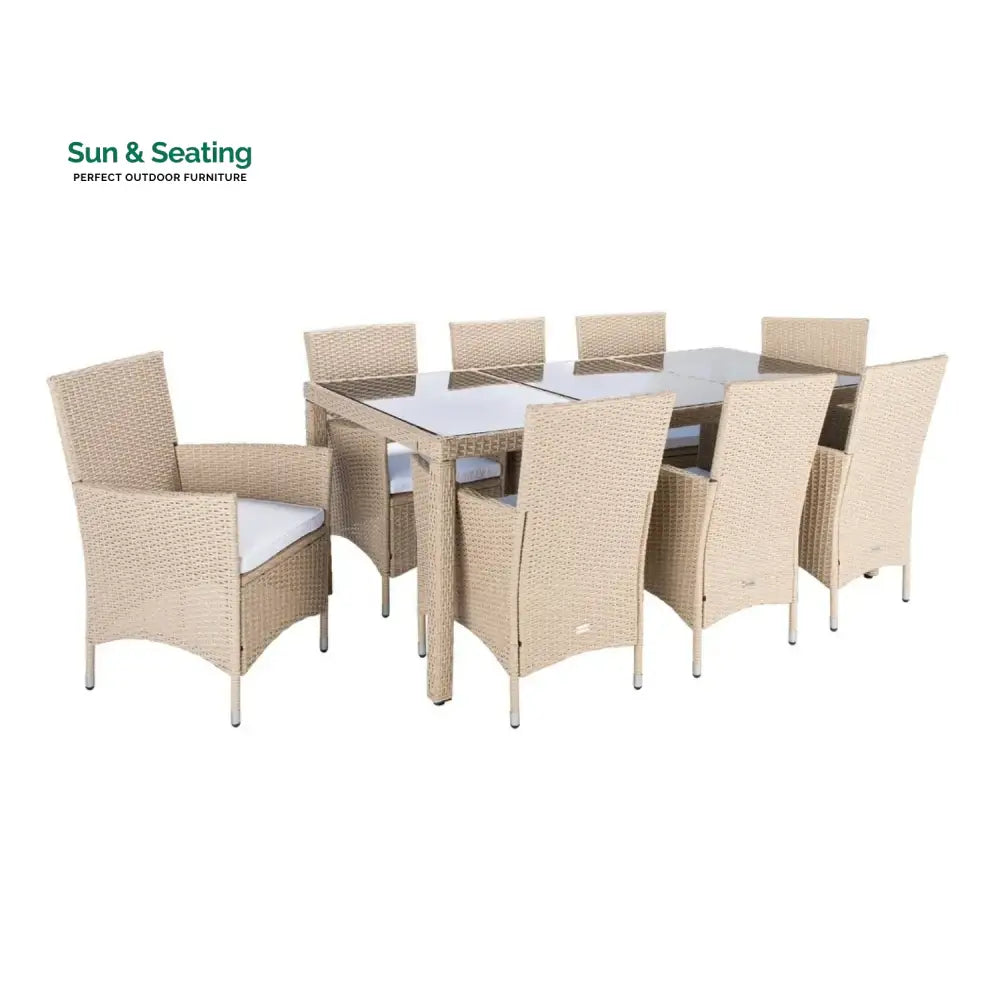 Bongiwe 9-Piece Outdoor Rattan Wicker Dinning Table Set Dining Set