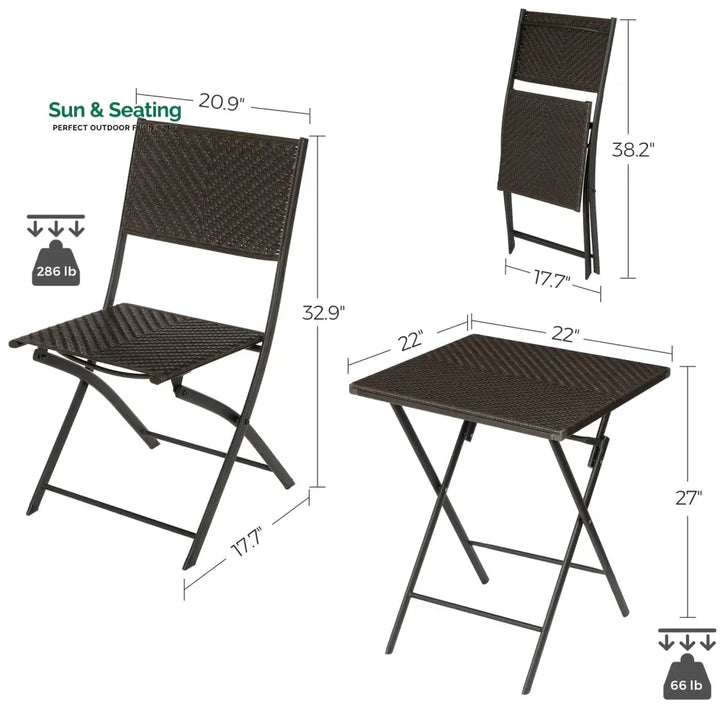 Boni Outdoor Patio Seating Set 2 Chairs and 1 Table Set (Dark Brown) Coffee Table Sets