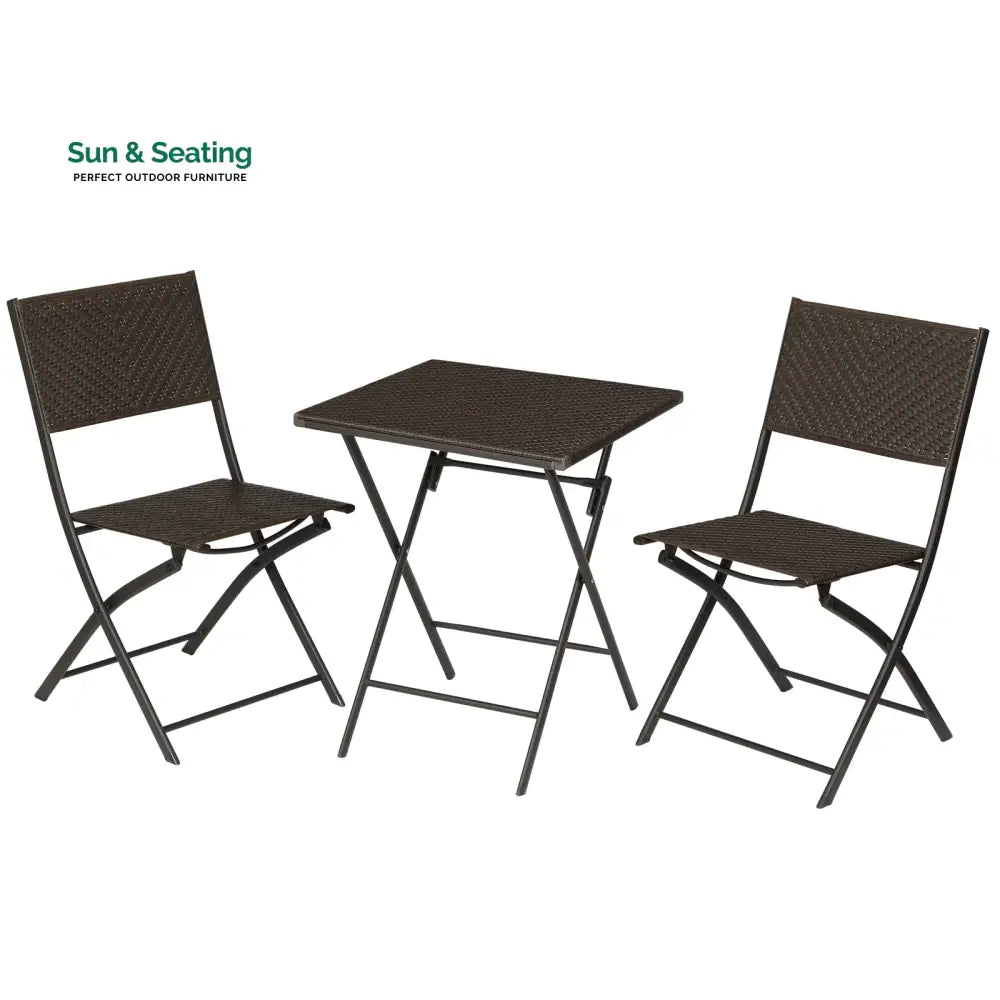 Boni Outdoor Patio Seating Set 2 Chairs and 1 Table Set (Dark Brown) Coffee Table Sets