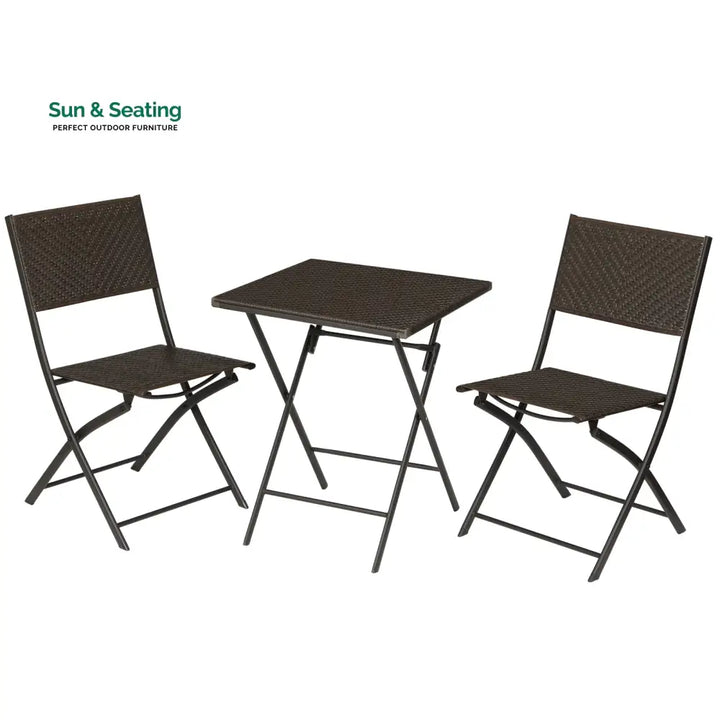 Boni Outdoor Patio Seating Set 2 Chairs and 1 Table Set (Dark Brown) Coffee Table Sets