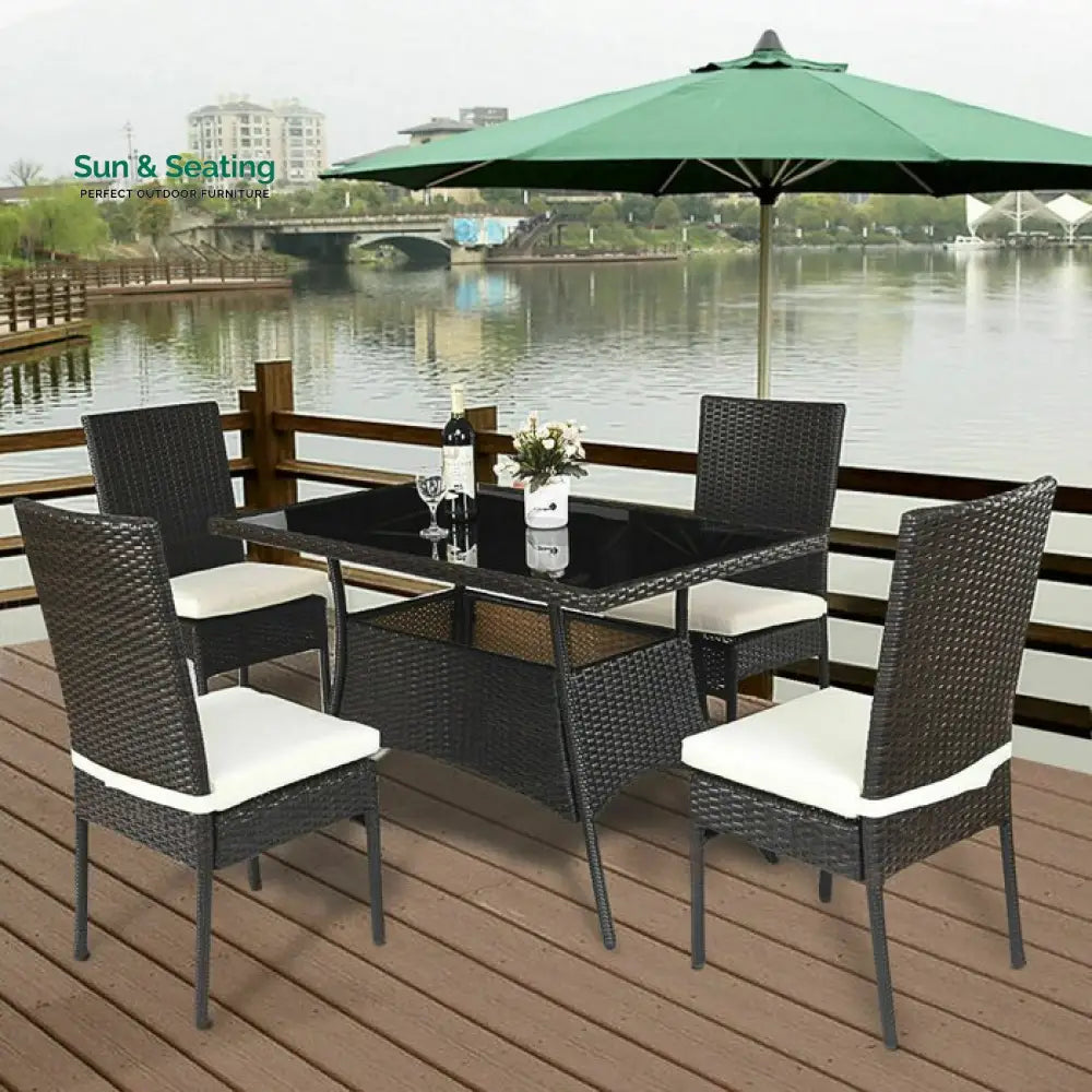 Bonucci Outdoor Patio Dining Set 4 Chairs and 1 Table (Dark Brown) Dining sets