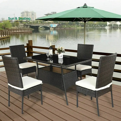 Bonucci Outdoor Patio Dining Set 4 Chairs and 1 Table (Dark Brown) Dining sets