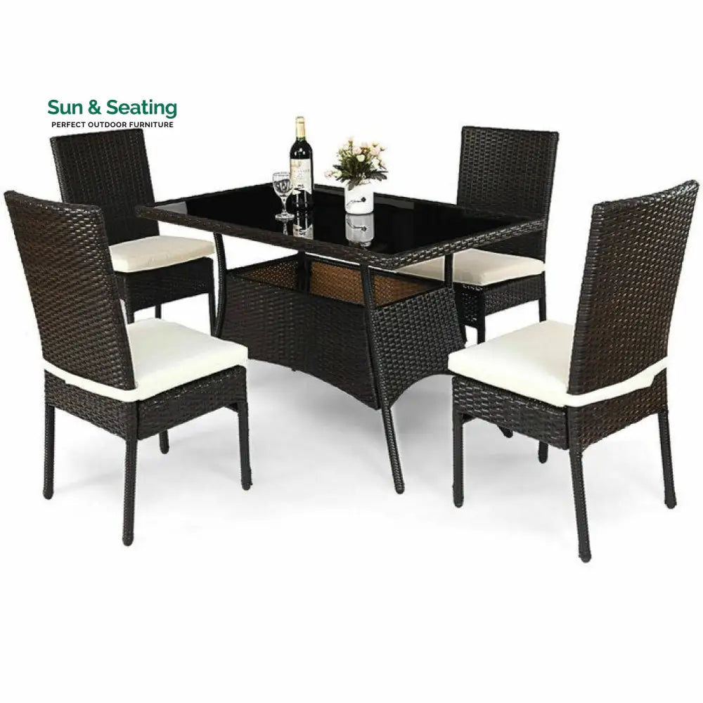 Bonucci Outdoor Patio Dining Set 4 Chairs and 1 Table (Dark Brown) Dining sets