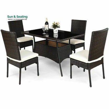 Bonucci Outdoor Patio Dining Set 4 Chairs and 1 Table (Dark Brown) Dining sets