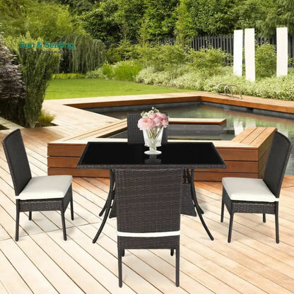 Bonucci Outdoor Patio Dining Set 4 Chairs and 1 Table (Dark Brown) Dining sets