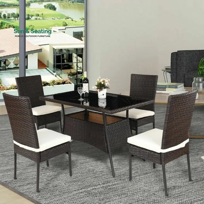 Bonucci Outdoor Patio Dining Set 4 Chairs and 1 Table (Dark Brown) Dining sets