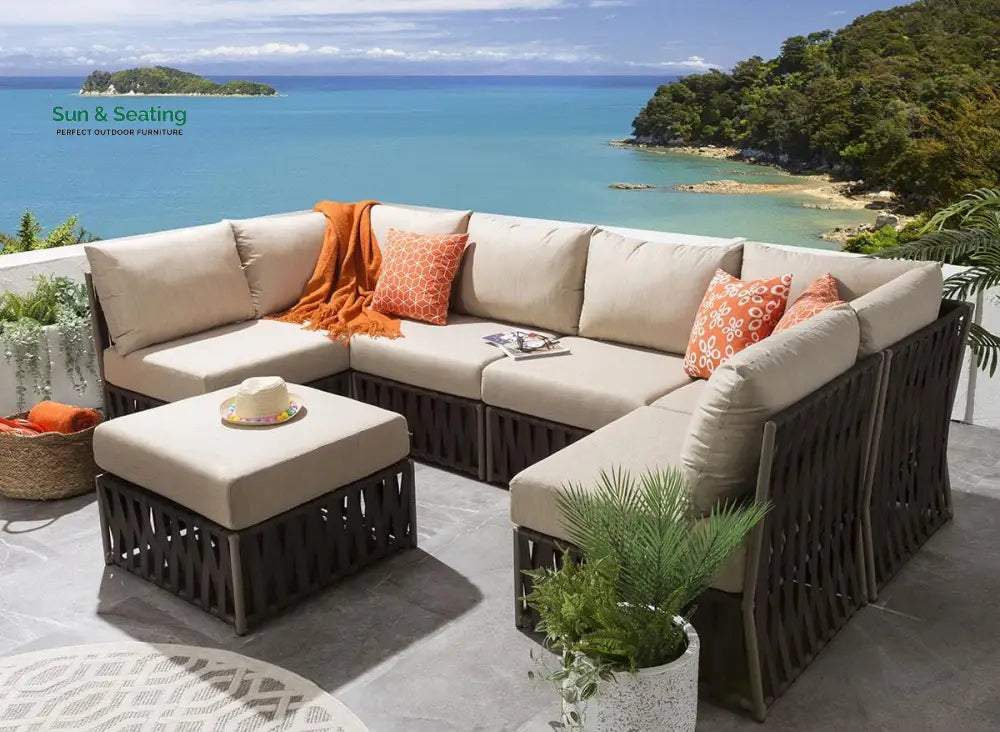 Borromeo Outdoor Sofa Set 6 Seater and 1 Ottoman Set (Brown) Sofa Sets