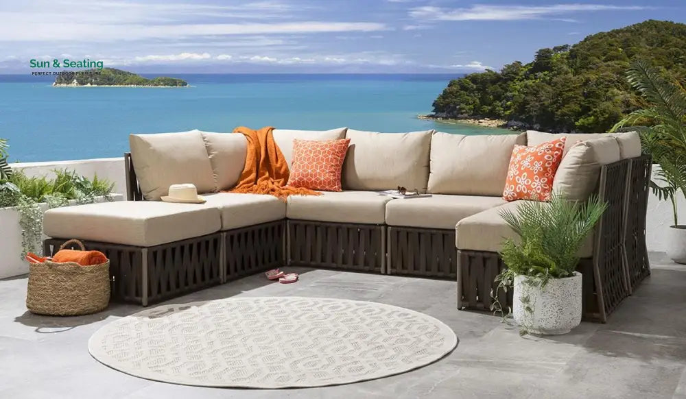 Borromeo Outdoor Sofa Set 6 Seater and 1 Ottoman Set (Brown) Sofa Sets