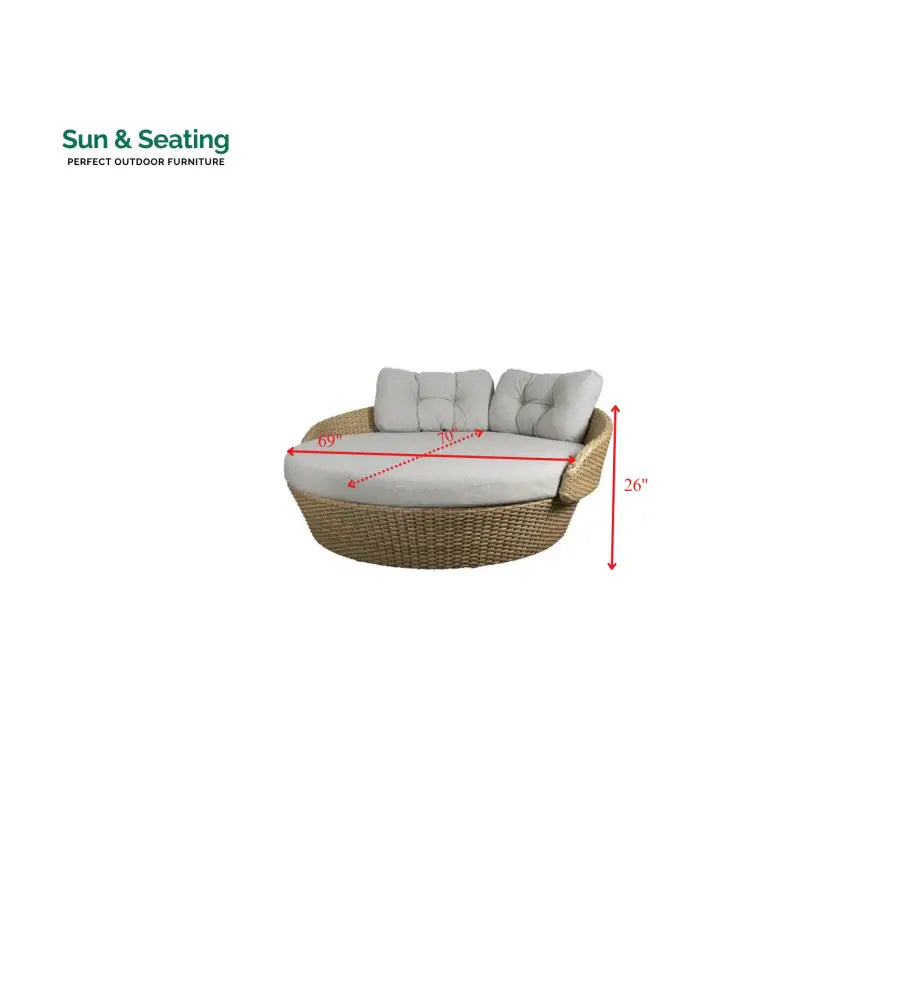 Borroni Outdoor Poolside Sunbed With Cushion Daybed (Honey Brown) Sunbed