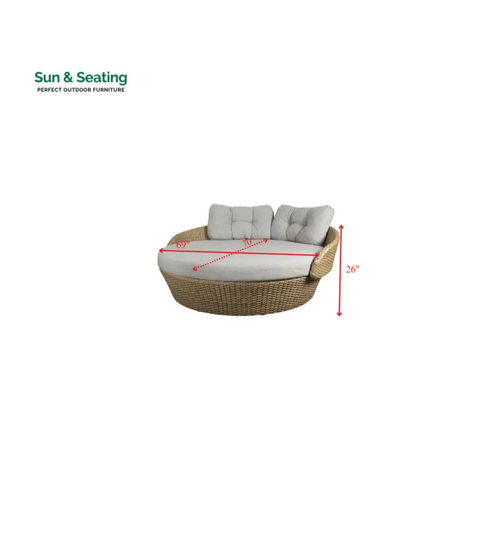 Borroni Outdoor Poolside Sunbed With Cushion Daybed (Honey Brown) Sunbed