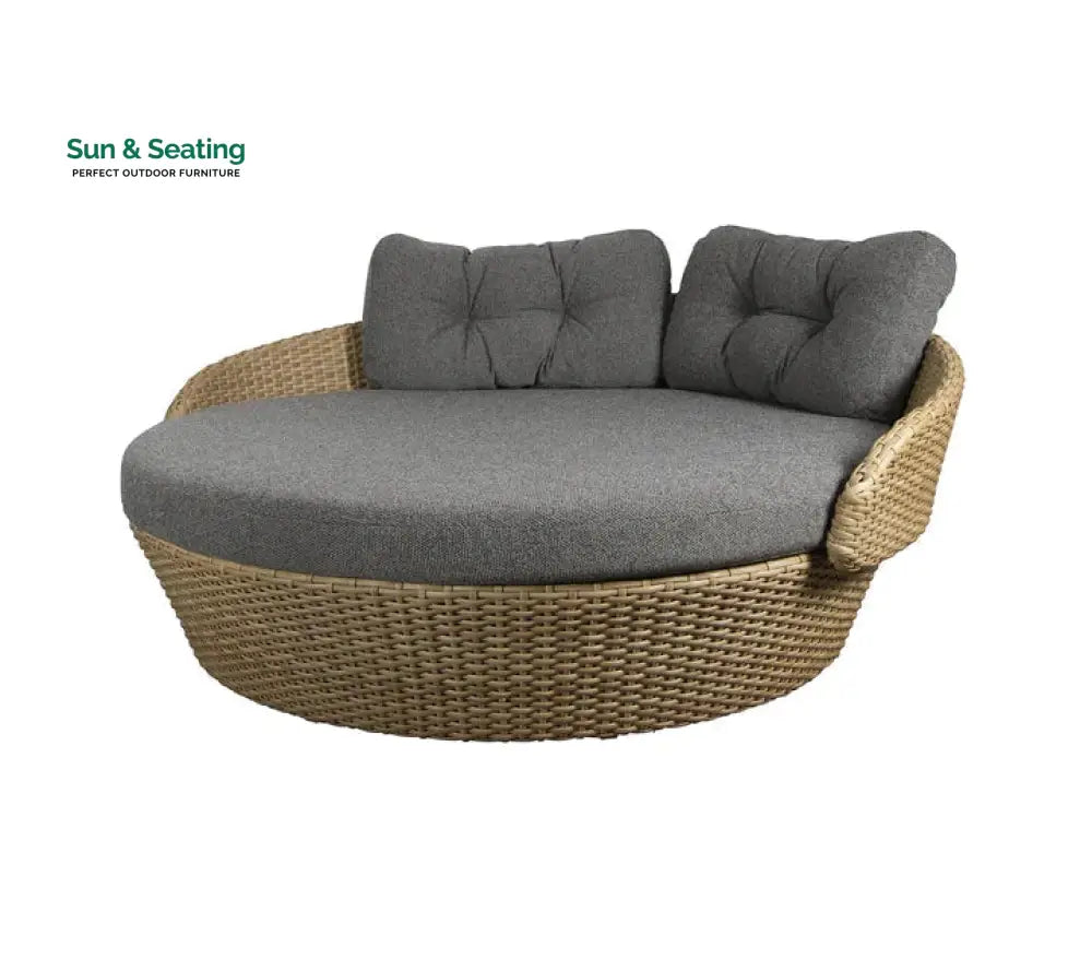 Borroni Outdoor Poolside Sunbed With Cushion Daybed (Honey Brown) Grey Sunbed